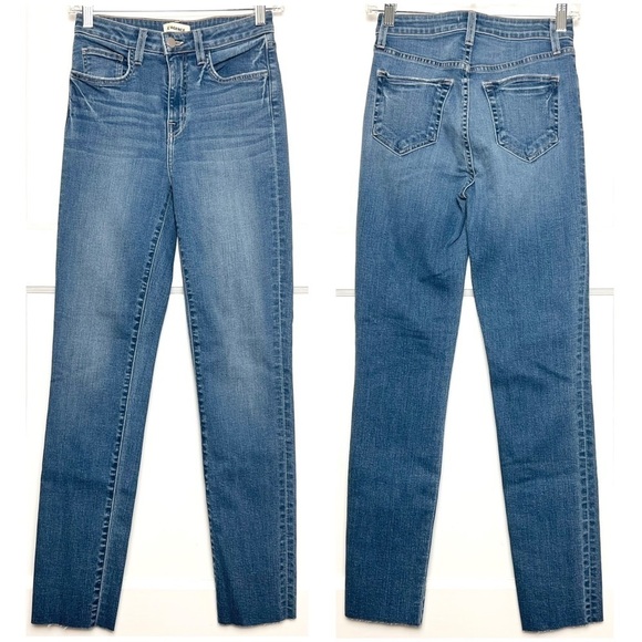 NWT L'AGENCE Straight Leg Distressed Denim Ankle Crop Raw Fray Hem Slim Jeans 25 - Picture 4 of 9